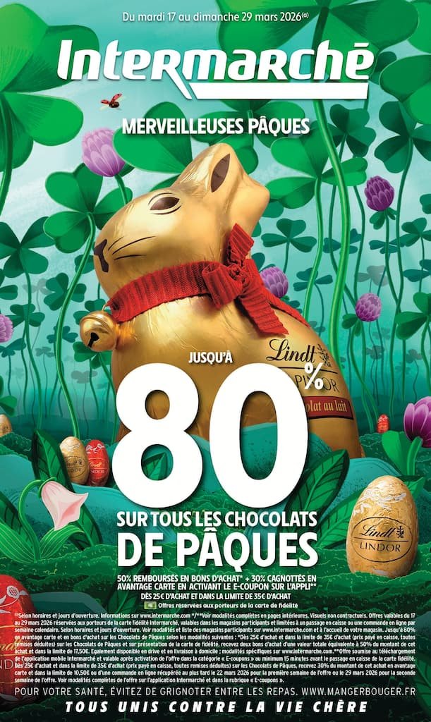 🐣 Intermarché Prospectus | Merveilleuses Pâques – Jusqu’à 80% chocolats!