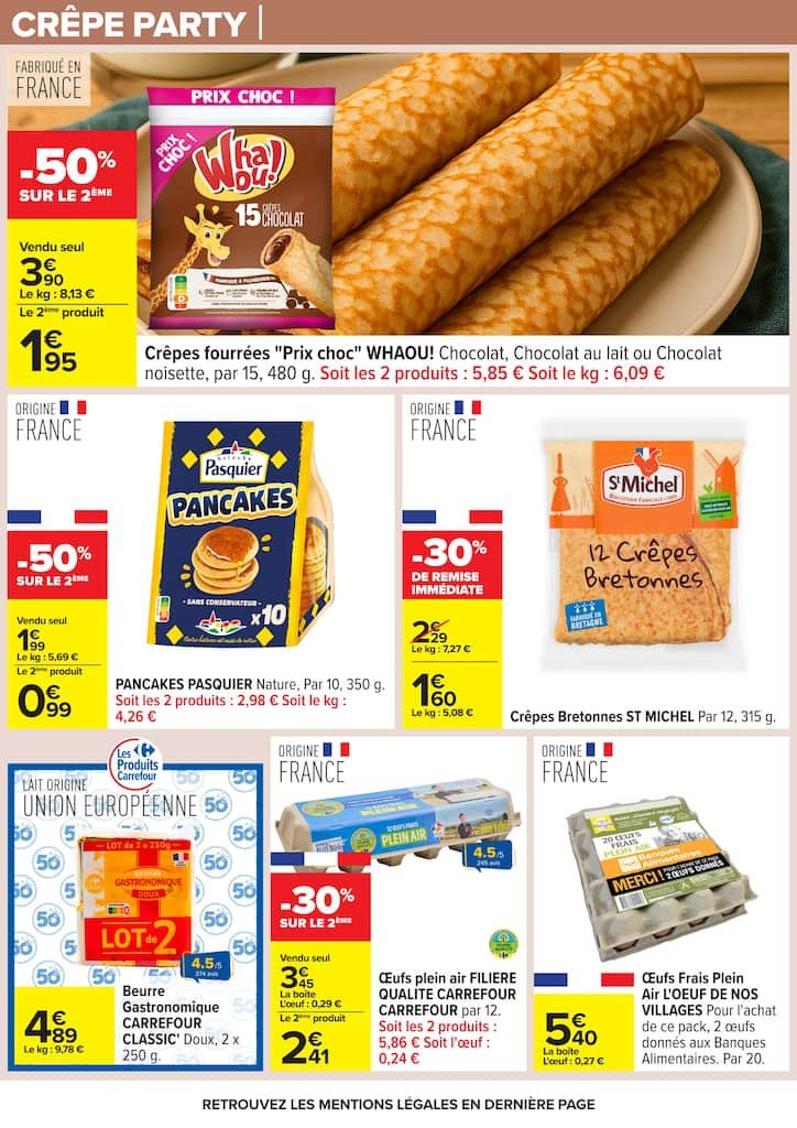 🥐Carrefour fête les crêpes : promos Nutella & lait