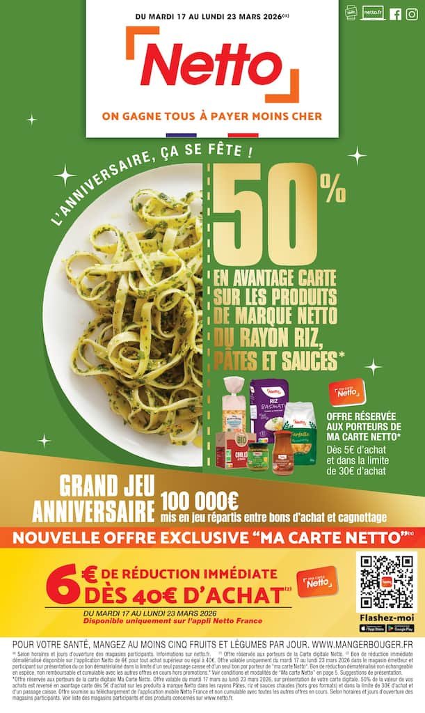 🔥Netto Flyers | 50% Anniversaire en Avantage Carte