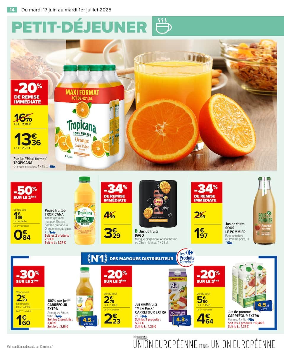 🥐Carrefour Catalogue Petit Déjeuner ☕ :  🌞 Commencez la journée avec Carrefour – Un petit déjeuner gourmand à prix doux ! 🥖🍊