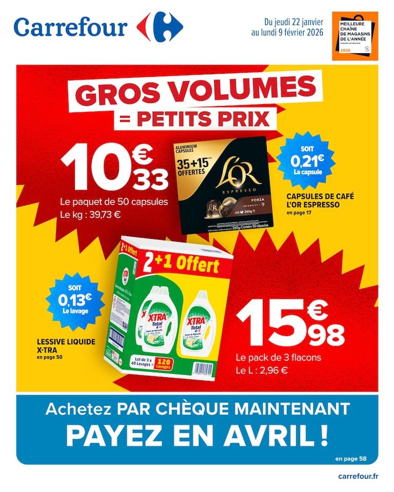 🧺Catalogue Carrefour : gros volumes, petits prix – café & lessive
