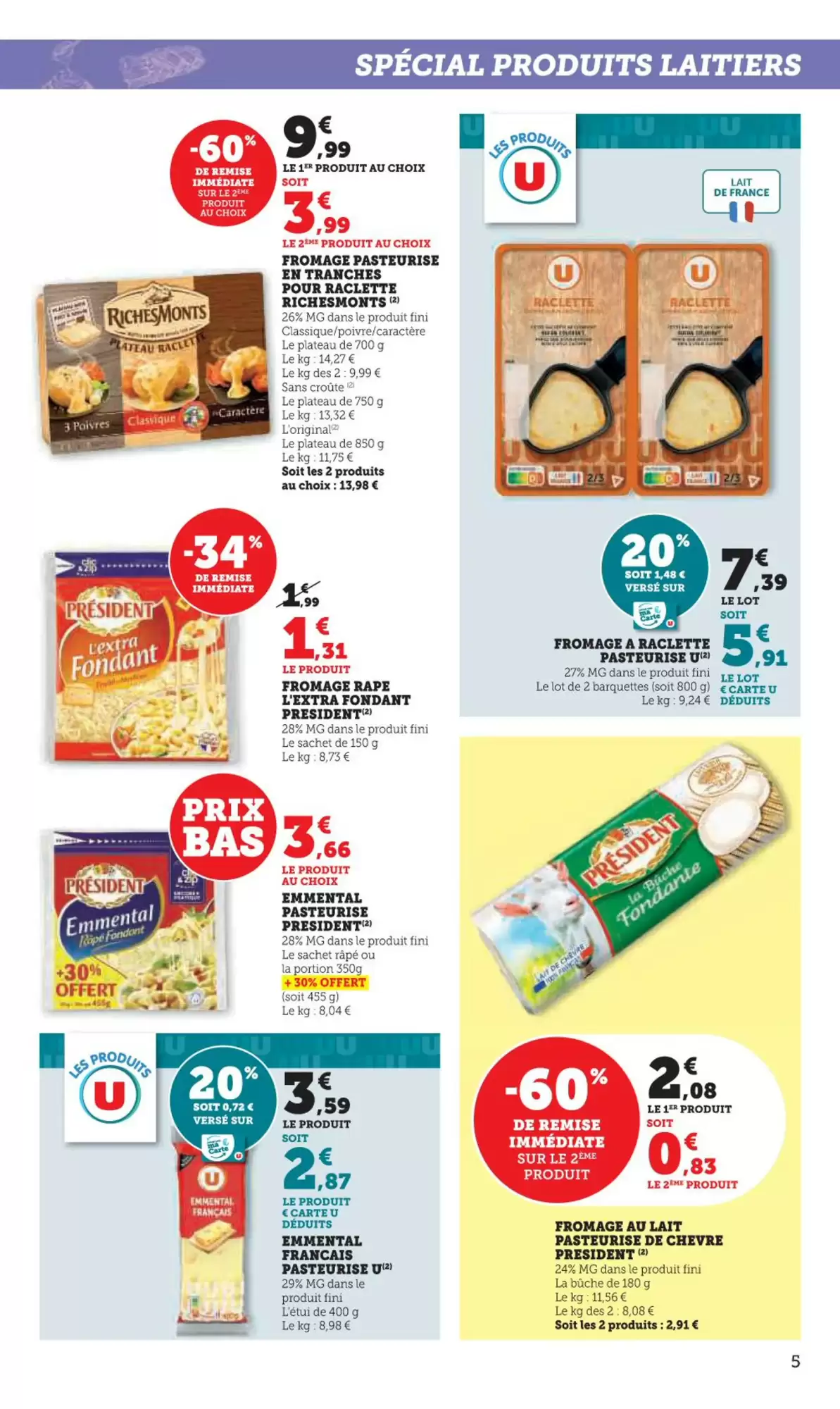 🍝Super U Prospectus : offres laitiers & pâtes – jusqu’à -60%