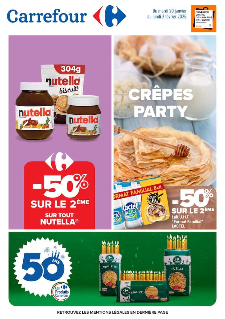 🥐Carrefour fête les crêpes : promos Nutella & lait