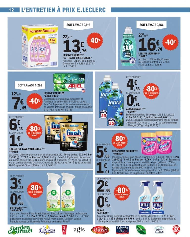 🧼Catalogue E.Leclerc : -80% sur Finish + promos jeu 2,5M€