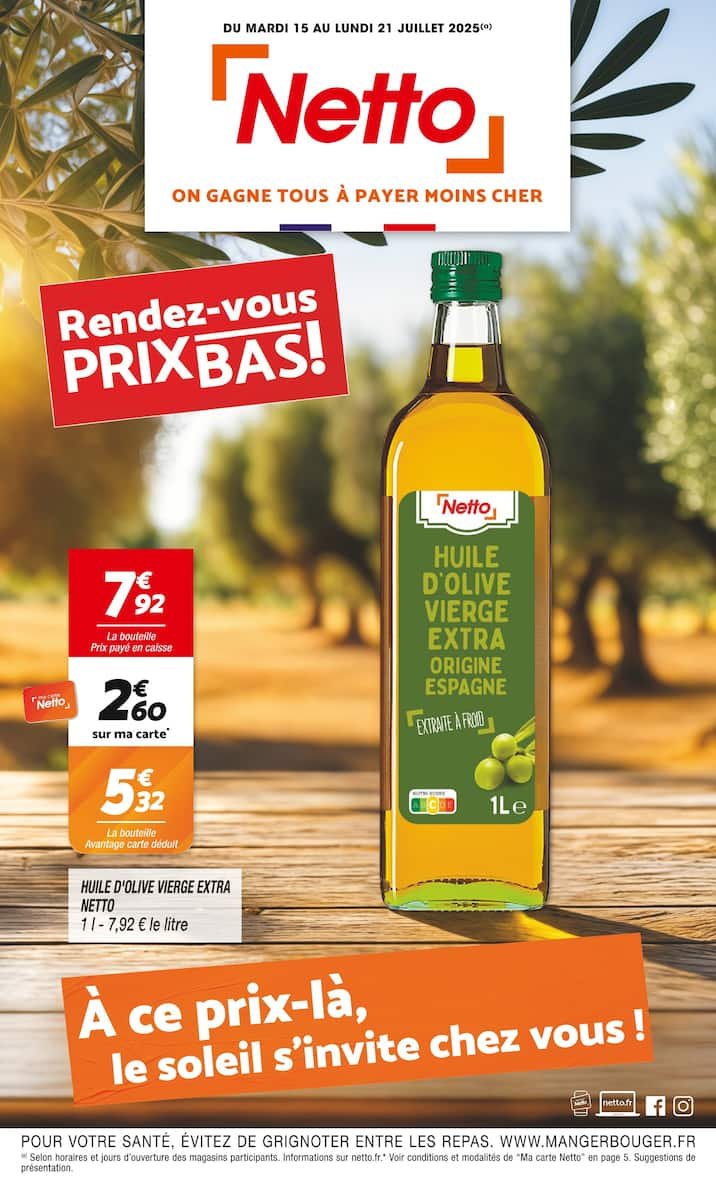 Netto 📅 Rendez-vous PRIXBAS 💸 | Offres chocs à saisir !